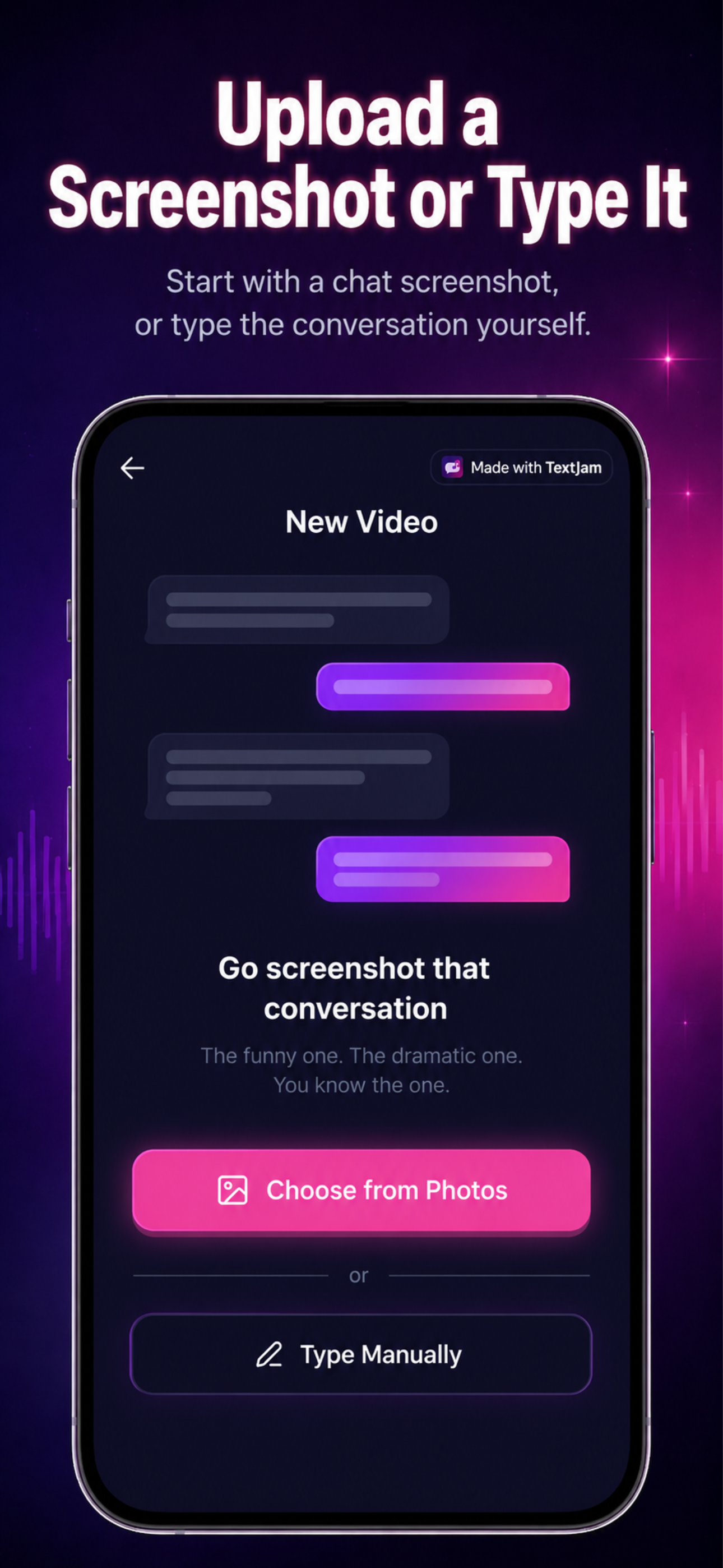 Texts to Music Video · TextJam screenshot 2