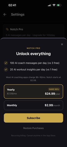 Notch: AI Workout Coach Screenshot 6 of 6