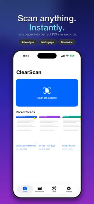 ClearScan - Doc Scanner & Sign screenshot 1