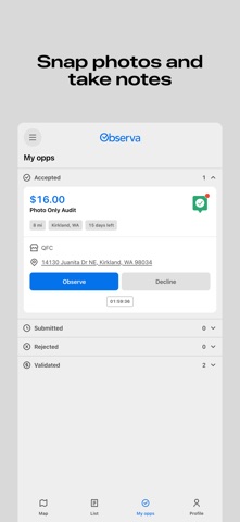Captura de tela 4 de Observa: Earn Money From Gigs