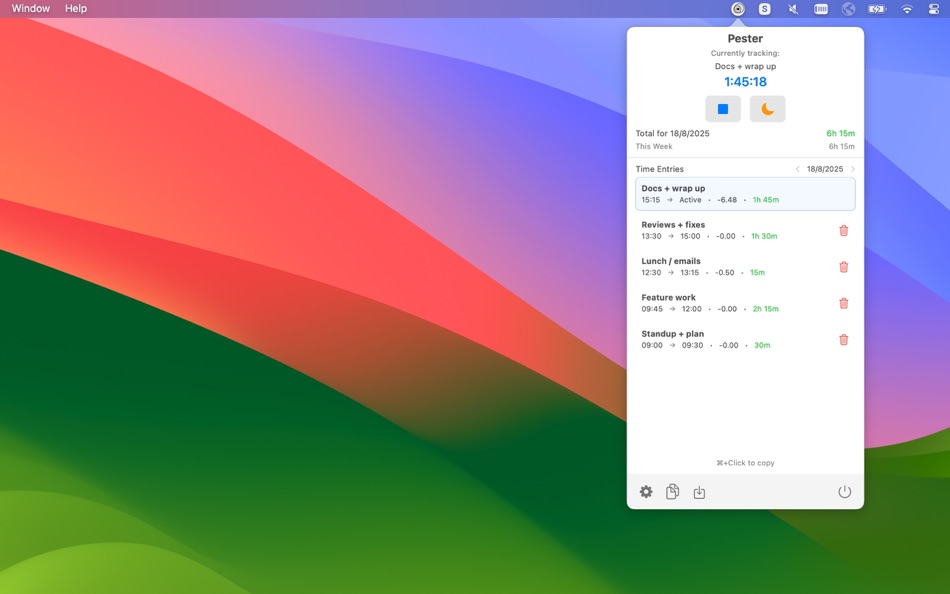 #1. Pester - Time Tracking App (macOS) Podle: Tully Clark