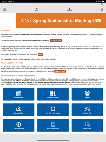 AMS Spring 2026 Southeastern iPad screenshot