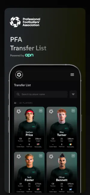 PFA Transfer List screenshot 1