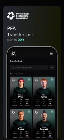 PFA Transfer List Screenshot 1 of 4