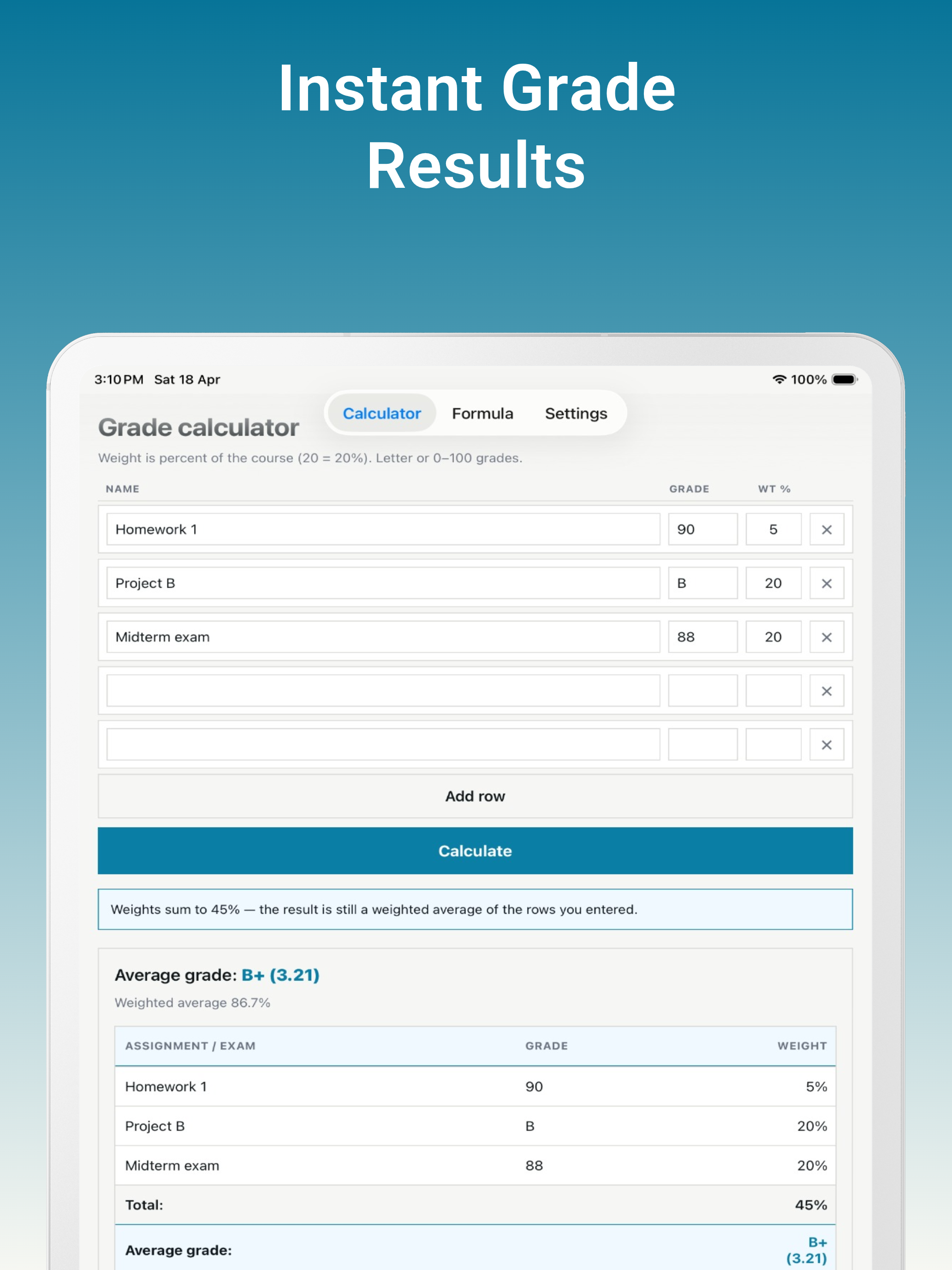 Final Grades Calculator