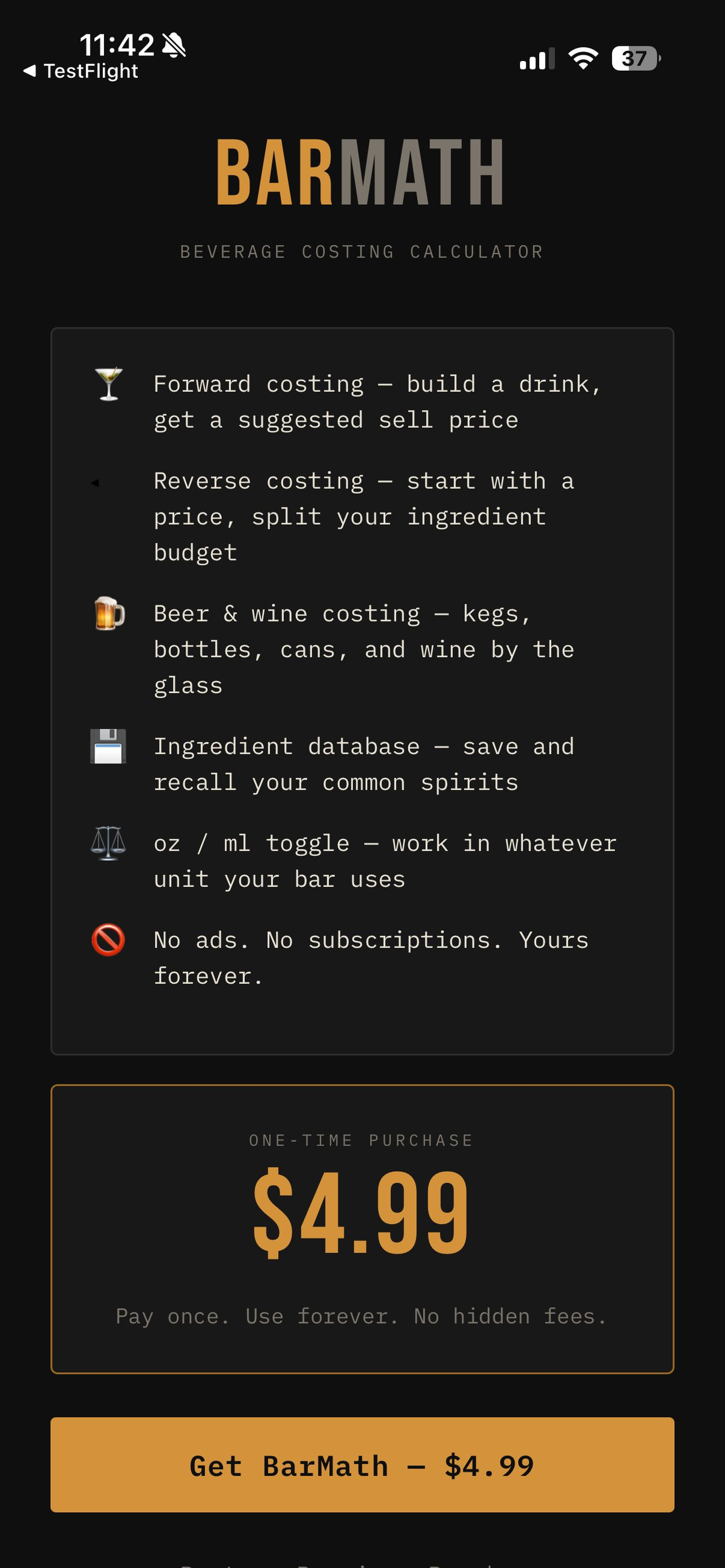 BarMath: Beverage Costing screenshot 9
