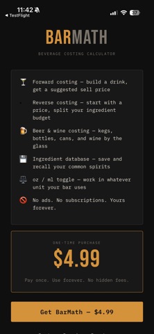 BarMath: Beverage Costing screenshot