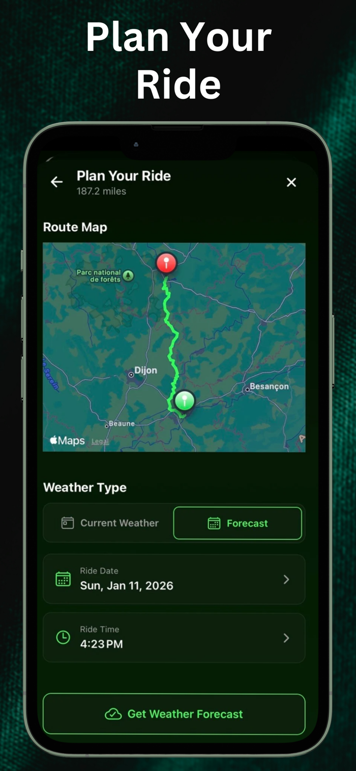 Cycling Weather - Plan Rides - Cycling Weather app turns raw