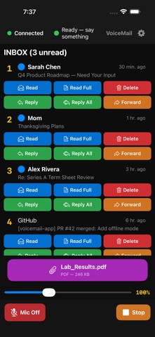 VoiceMailApp screenshot