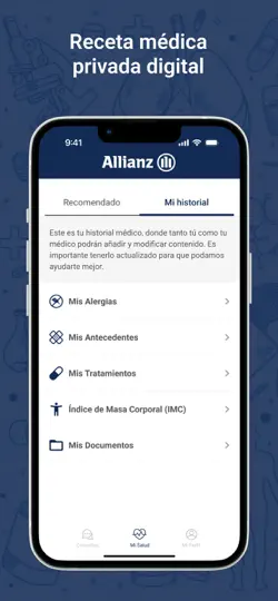Captura de pantalla de Allianz Salud en iPhone 5