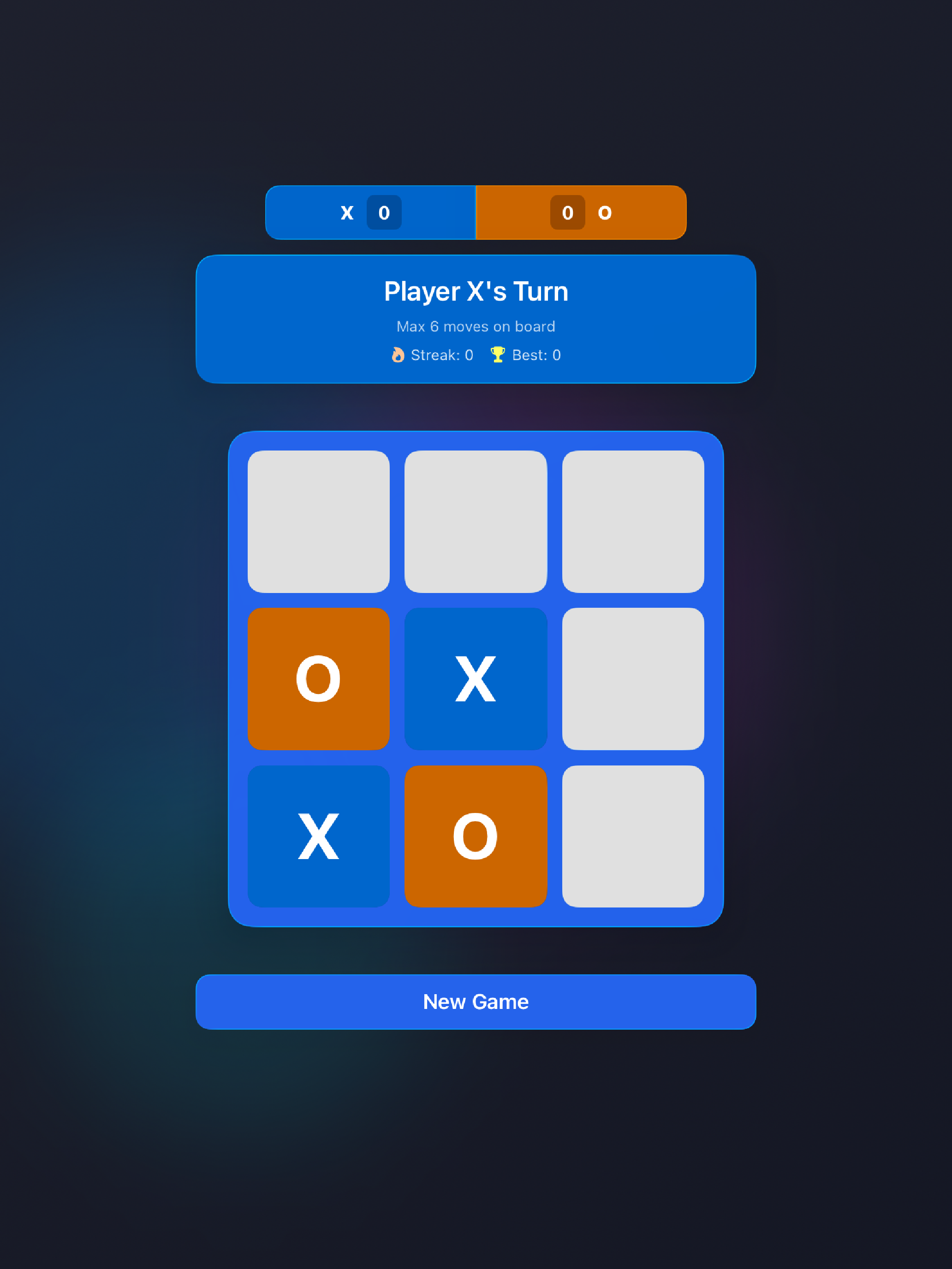 Infinite Tic Tac Toe Game
