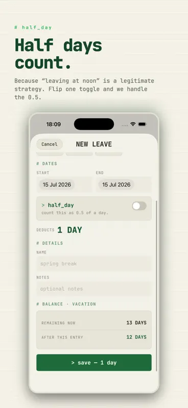 PTO Vacation Tracker : DAYOFF screenshot 9 of 10