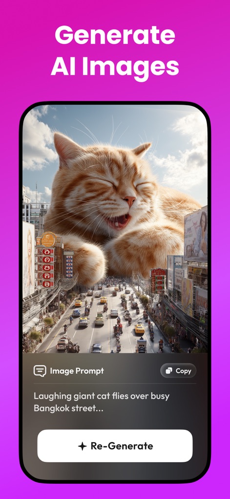 Edit Up: AI Photo Video Editor - Les utilisateurs peuvent donner vie à leur imagination en générant des images uniques via des prompts textuels, exploitant la puissance de l'IA pour créer des visuels surréalistes et originaux.