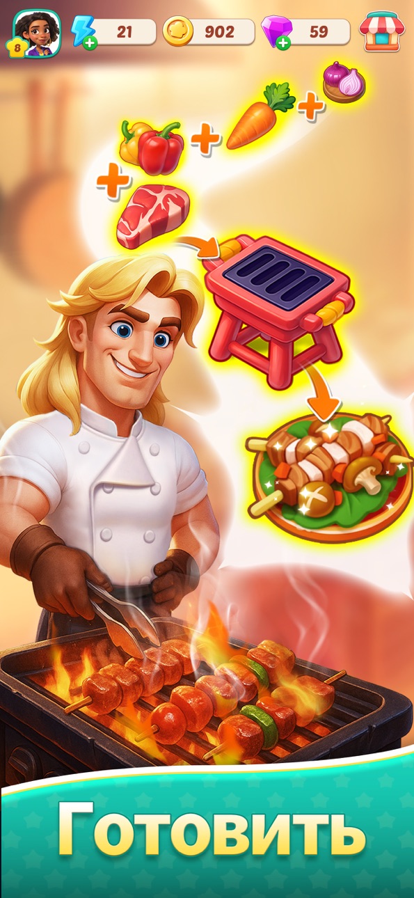 Foodstars: Merge & Cook iOS Mod IPA screenshot 3 - iOS game interface