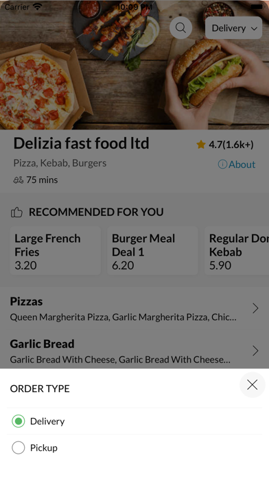 Delizia fast food ltd Screenshot