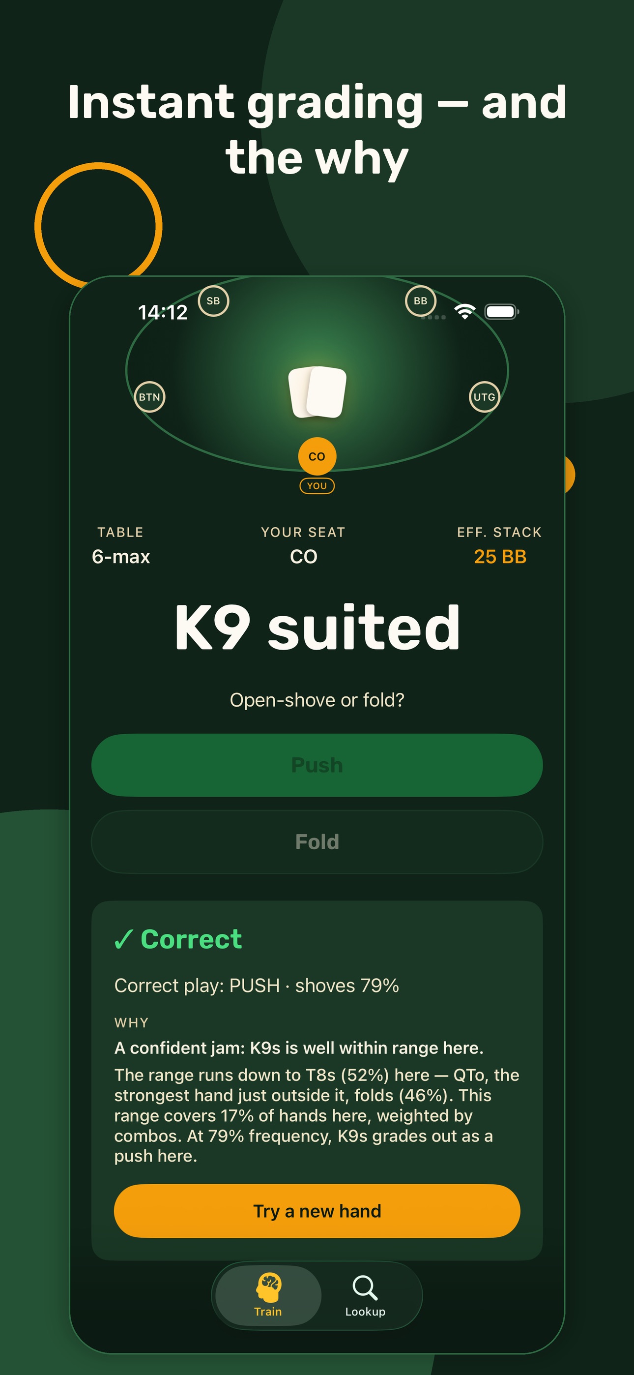 Screenshot 2 of RangeMyHand: Push Fold Trainer