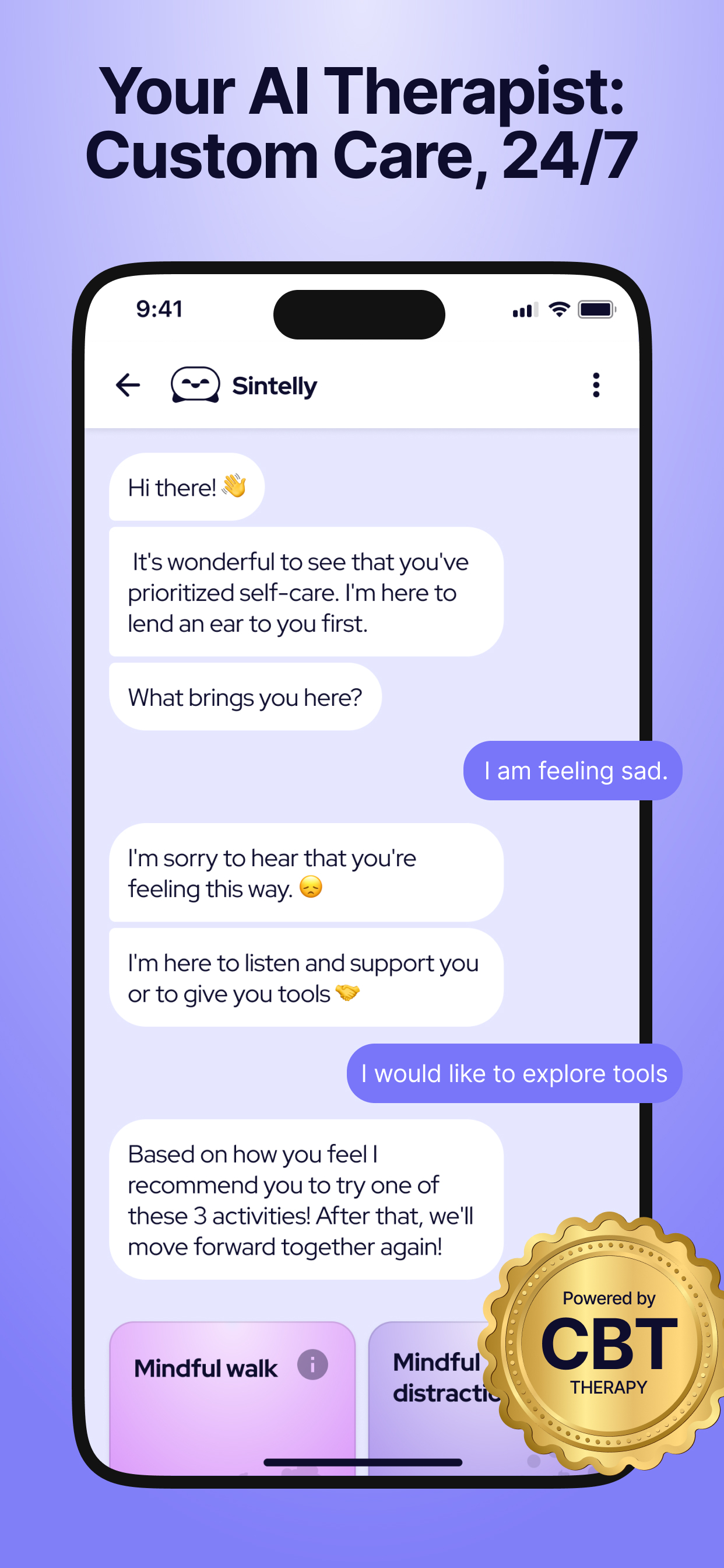 Sintelly: CBT Therapy Chatbot