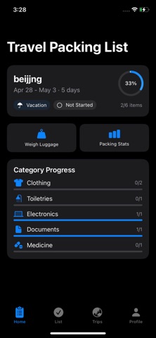 Smart Travel Packing Assistant Screenshot 1 of 4