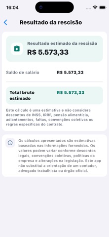 Calculadora CLT, Férias, 13º iPhone screenshot