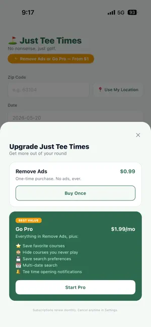 Just Tee Times USA screenshot 2