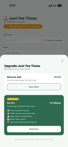 Just Tee Times USA Screenshot 2 of 4