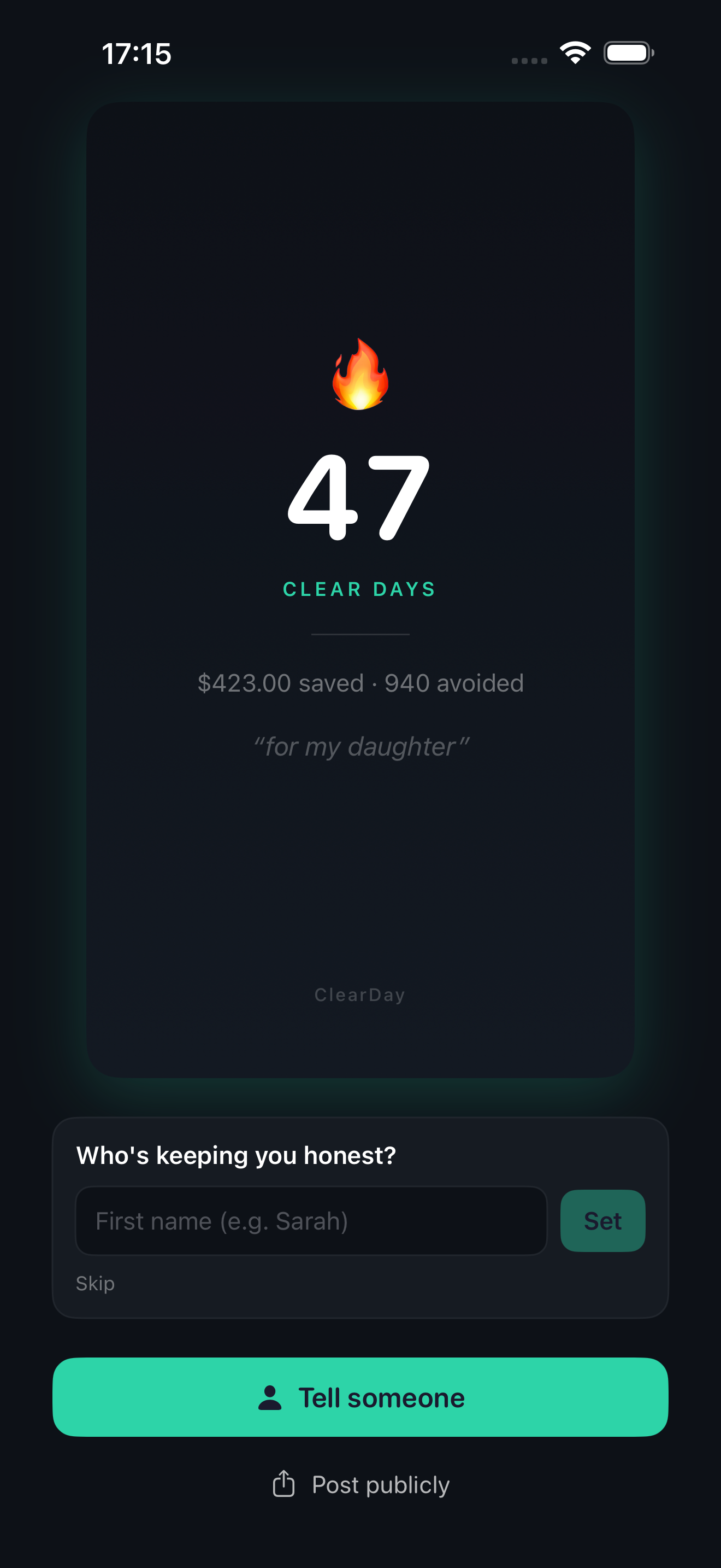 Stop Smoking: ClearDay Tracker