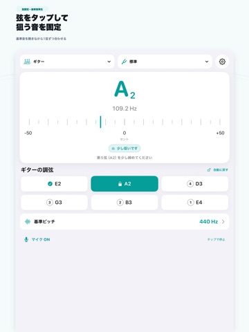 スマホdeチューナー ギター・ベース・ウクレレ調弦 iPad screenshot