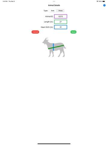Goat / Sheep Weight Estimator iPad screenshot