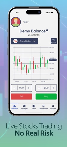 Stocks trading simulator iPhone screenshot