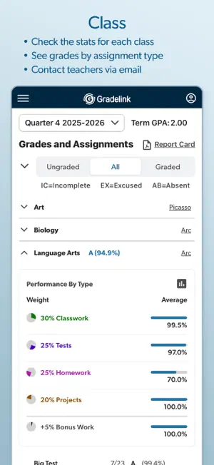 Gradelink Student/Parent App screenshot 1