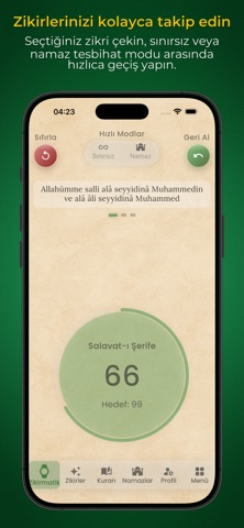 Zikirmatik PRO: Kuran & Namaz iPhone screenshot