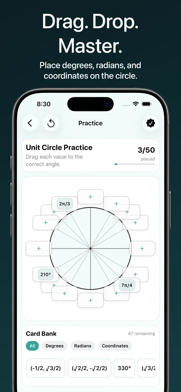 Screenshot #3 pour Unit Circle Practice