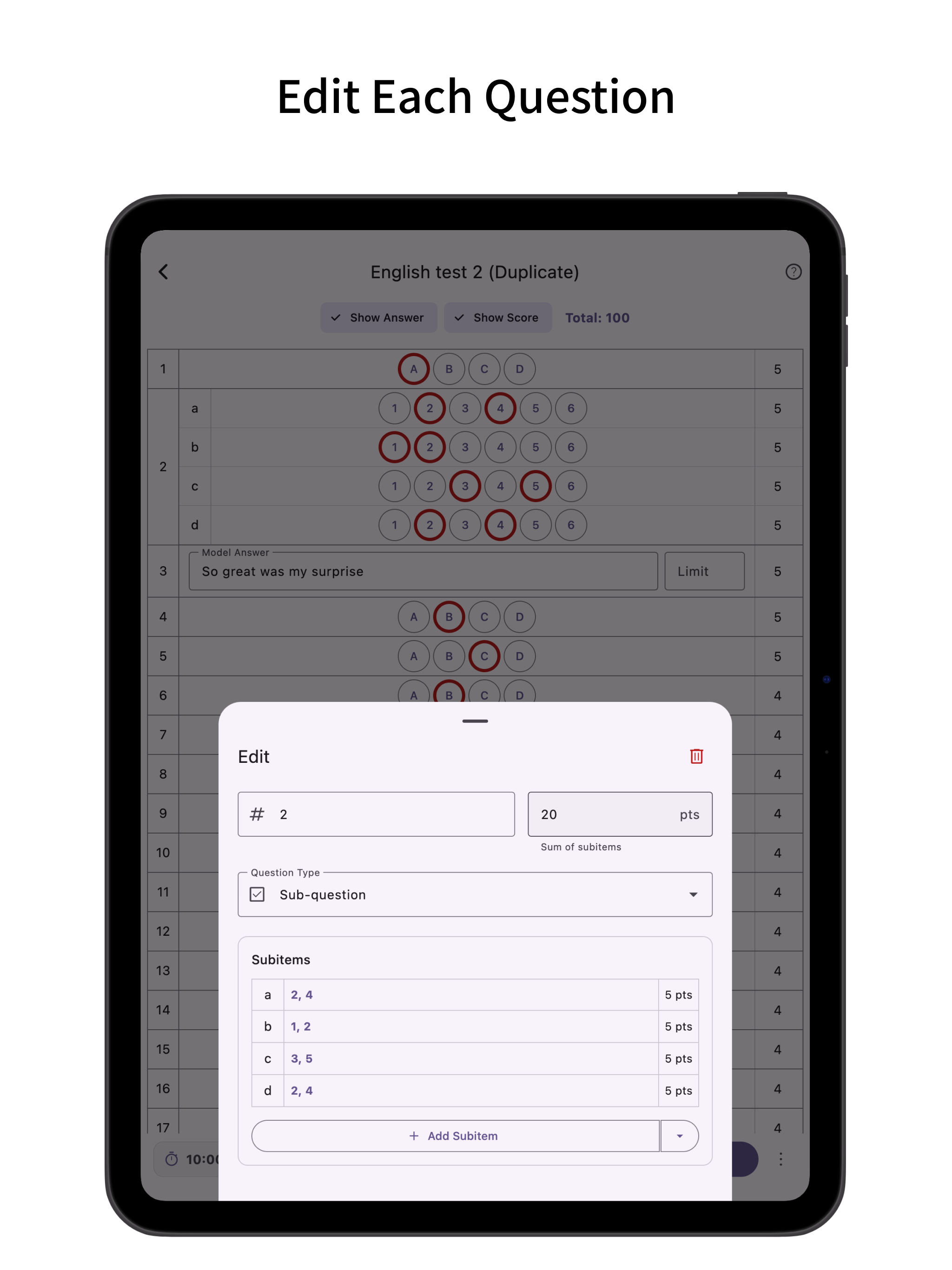 MarkSheet: answer sheet