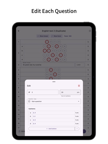 MarkSheet: answer sheet iPad screenshot
