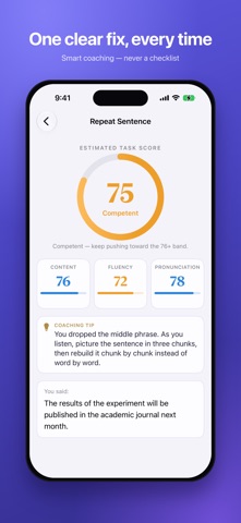 Fluent79: PTE Speaking Coach iPhone screenshot
