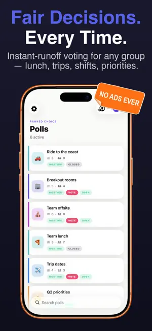 Ranked Choice: Group Vote screenshot 1