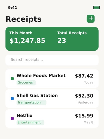 Receipto - Receipt Keeper iPad screenshot