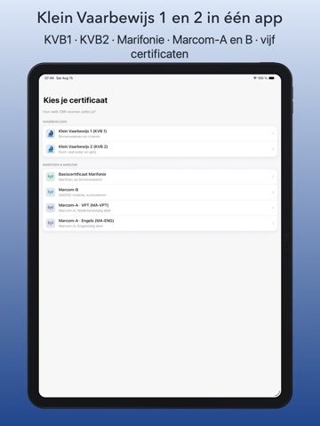 Klein Vaarbewijs 1 & 2 Examen iPad screenshot