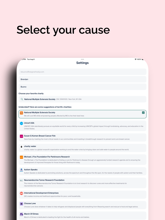 Give Freely: Impact Shopping iPad screenshot 3 - Shopping app