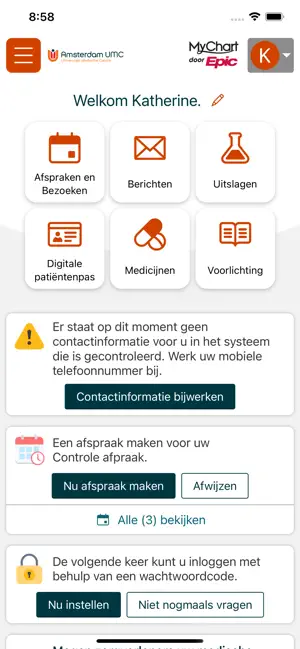 Mijn Dossier Amsterdam UMC iPhone screenshot 1