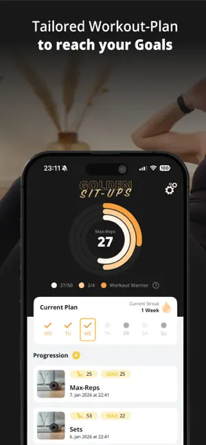 GOLDEN Sit ups - Abs Workout screenshot 1