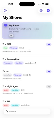 My Shows-TV Tracker & Schedule Screenshot 1 of 4