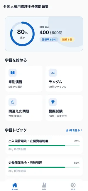 外国人雇用管理主任者問題集 500問 screenshot 1