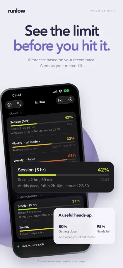 Captura de tela 6 de 6 de Runlow: AI Usage Meter