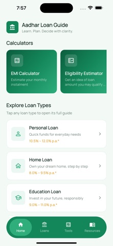 Aadhar Loan - Credit Loan Calc iPhone screenshot 1