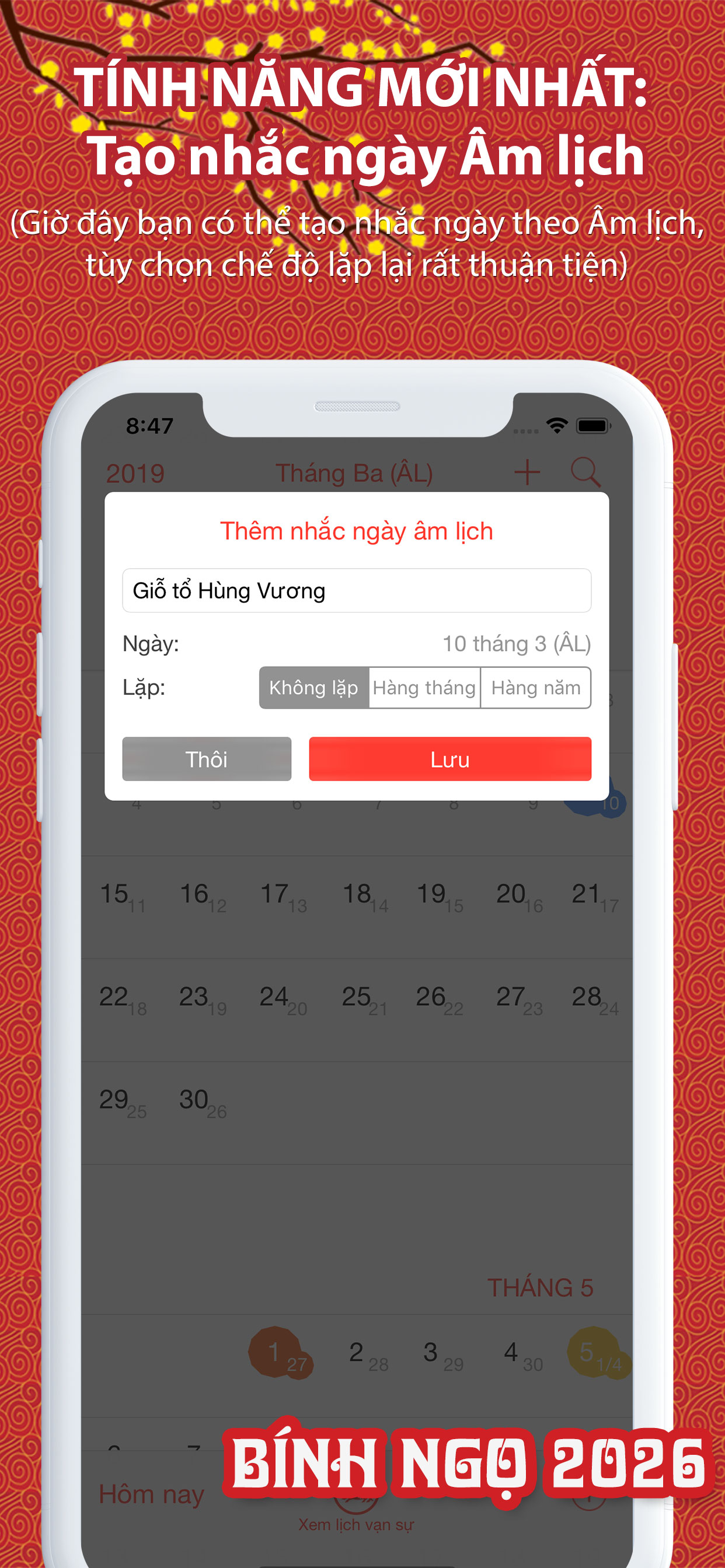 Calunar: Lịch âm Bính Ngọ 2026