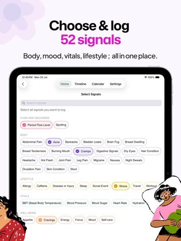 Petals: Period & Cycle Tracker iPad screenshot
