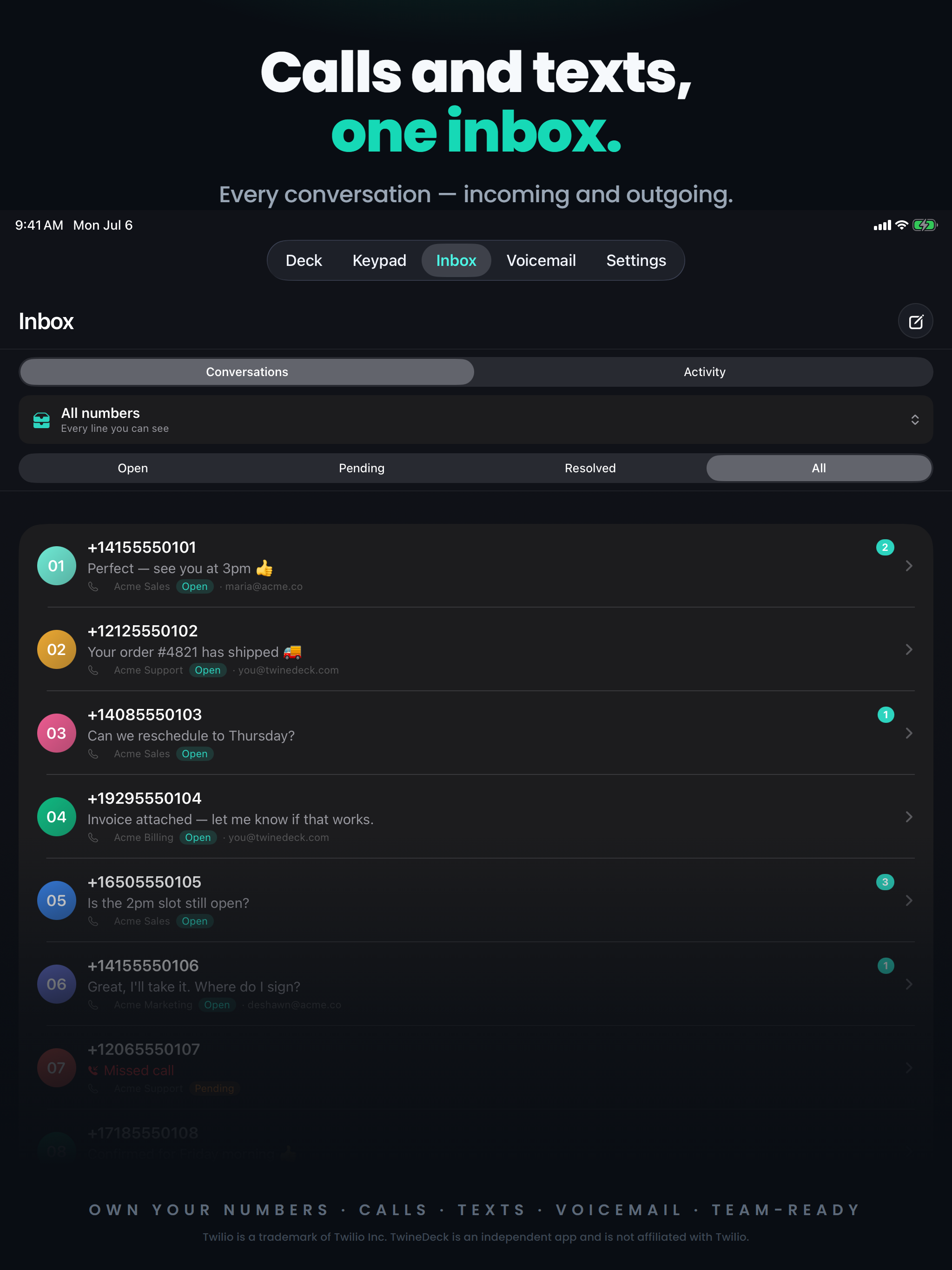 TwineDeck - Call & Text screenshot 15