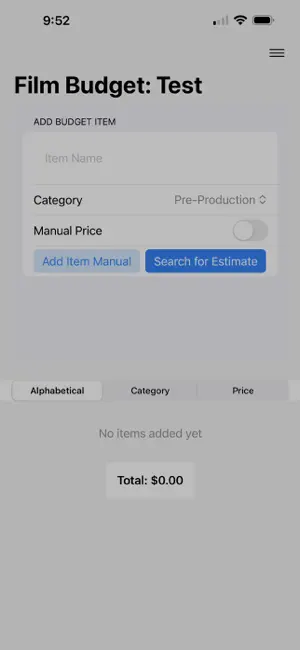 Film Budget Assistant screenshot 1