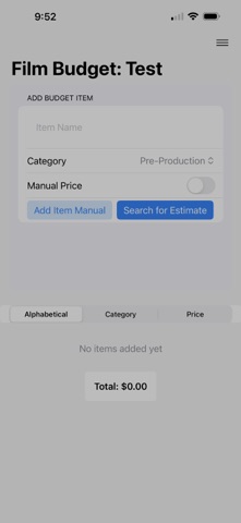 Film Budget Assistant Screenshot 1 of 7